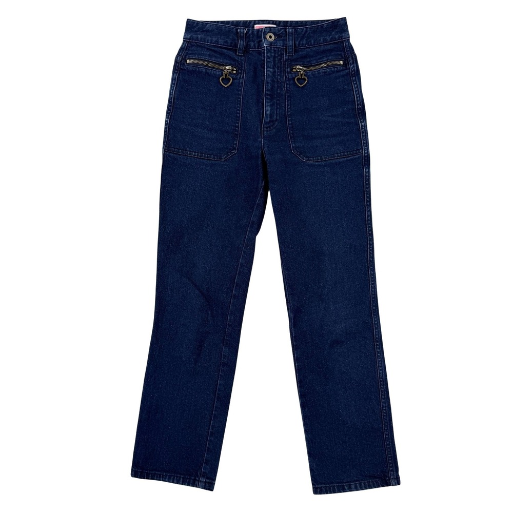 Kate‎ Spade New York Jeans Womens 24 Blue Dark Wash High Rise Straight Heart Zip